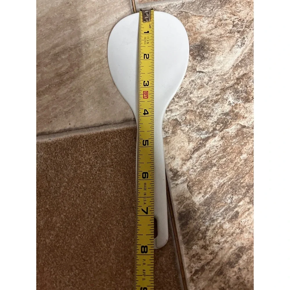 White Plastic Rice Paddle Shamoji Non Stick Serving Scoop 7.5 Inch Minimalist